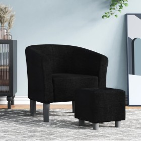 Sillón con taburete tela negra de vidaXL, Sillones - Ref: Foro24-356439, Precio: 153,99 €, Descuento: %