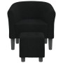 Sillón con taburete tela negra de vidaXL, Sillones - Ref: Foro24-356439, Precio: 157,23 €, Descuento: %