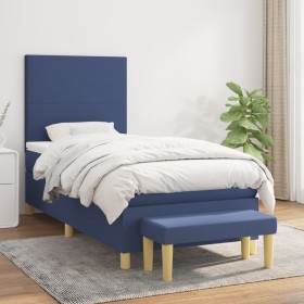 Box spring bed with blue fabric mattress 90x190 cm by vidaXL, Beds and slatted bases - Ref: Foro24-3136963, Price: 398,84 €, ...