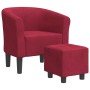 Red velvet armchair with stool by vidaXL, Armchairs - Ref: Foro24-356455, Price: 176,35 €, Discount: %