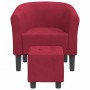 Sillón con taburete terciopelo rojo tinto de vidaXL, Sillones - Ref: Foro24-356455, Precio: 176,35 €, Descuento: %