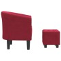 Sillón con taburete terciopelo rojo tinto de vidaXL, Sillones - Ref: Foro24-356455, Precio: 176,35 €, Descuento: %