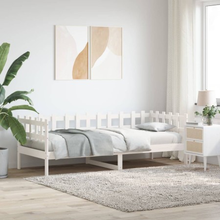 Solid white pine wood sofa bed 80x200 cm by vidaXL, Beds and slatted bases - Ref: Foro24-840377, Price: 94,46 €, Discount: %