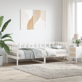 Solid white pine wood sofa bed 90x200 cm by vidaXL, Beds and slatted bases - Ref: Foro24-840380, Price: 98,02 €, Discount: %