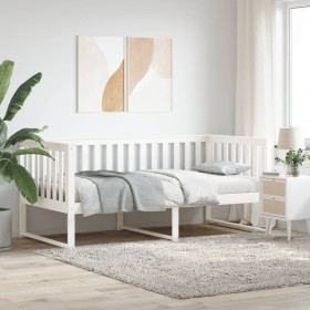 Solid white pine wood sofa bed 100x200 cm by vidaXL, Beds and slatted bases - Ref: Foro24-840404, Price: 136,49 €, Discount: %