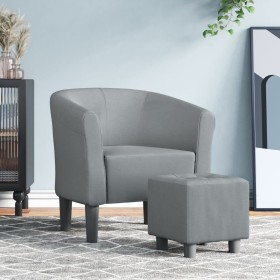 Sillón con taburete tela gris claro de vidaXL, Sillones - Ref: Foro24-356436, Precio: 134,99 €, Descuento: %