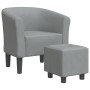 Sillón con taburete tela gris claro de vidaXL, Sillones - Ref: Foro24-356436, Precio: 138,74 €, Descuento: %