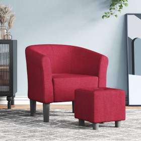 Sillón con taburete tela rojo tinto de vidaXL, Sillones - Ref: Foro24-356434, Precio: 154,99 €, Descuento: %