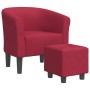 Sillón con taburete tela rojo tinto de vidaXL, Sillones - Ref: Foro24-356434, Precio: 158,89 €, Descuento: %