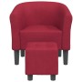 Sillón con taburete tela rojo tinto de vidaXL, Sillones - Ref: Foro24-356434, Precio: 158,89 €, Descuento: %