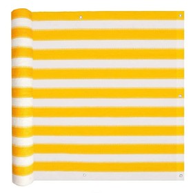 HDPE balcony awning 75x400 cm yellow and white by vidaXL, Umbrellas - Ref: Foro24-43024, Price: 18,91 €, Discount: %