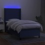 Box spring bed mattress and LED lights blue fabric 90x190 cm by vidaXL, Beds and slatted bases - Ref: Foro24-3138123, Price: ...