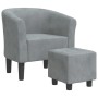 Sillón con taburete terciopelo gris oscuro de vidaXL, Sillones - Ref: Foro24-356450, Precio: 198,61 €, Descuento: %