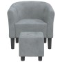 Sillón con taburete terciopelo gris oscuro de vidaXL, Sillones - Ref: Foro24-356450, Precio: 198,61 €, Descuento: %