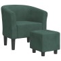 Sillón con taburete terciopelo verde oscuro de vidaXL, Sillones - Ref: Foro24-356452, Precio: 153,31 €, Descuento: %