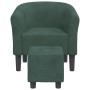 Sillón con taburete terciopelo verde oscuro de vidaXL, Sillones - Ref: Foro24-356452, Precio: 153,31 €, Descuento: %