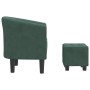 Sillón con taburete terciopelo verde oscuro de vidaXL, Sillones - Ref: Foro24-356452, Precio: 153,31 €, Descuento: %