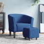 Sillón con taburete tela azul de vidaXL, Sillones - Ref: Foro24-356438, Precio: 153,31 €, Descuento: %