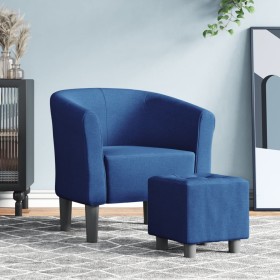 Armchair with blue fabric footstool by vidaXL, Armchairs - Ref: Foro24-356438, Price: 153,99 €, Discount: %