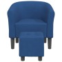 Sillón con taburete tela azul de vidaXL, Sillones - Ref: Foro24-356438, Precio: 153,31 €, Descuento: %