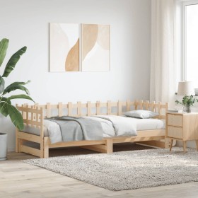 Removable sofa bed solid pine wood 2x(80x200) cm by vidaXL, Beds and slatted bases - Ref: Foro24-840385, Price: 158,99 €, Dis...