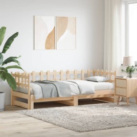 Sofá cama extraíble madera maciza de pino 2x(90x190) cm de vidaXL, Camas y somieres - Ref: Foro24-840391, Precio: 157,53 €, D...