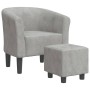 Sillón con taburete terciopelo gris claro de vidaXL, Sillones - Ref: Foro24-356449, Precio: 148,99 €, Descuento: %