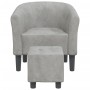 Sillón con taburete terciopelo gris claro de vidaXL, Sillones - Ref: Foro24-356449, Precio: 154,53 €, Descuento: %