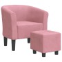 Sillón con taburete terciopelo rosa de vidaXL, Sillones - Ref: Foro24-356454, Precio: 174,70 €, Descuento: %