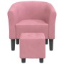 Sillón con taburete terciopelo rosa de vidaXL, Sillones - Ref: Foro24-356454, Precio: 174,70 €, Descuento: %