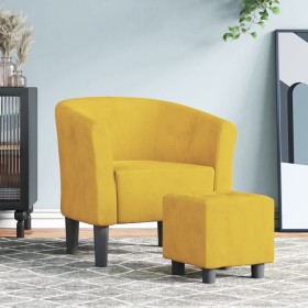 Yellow velvet armchair with stool by vidaXL, Armchairs - Ref: Foro24-356456, Price: 169,48 €, Discount: %