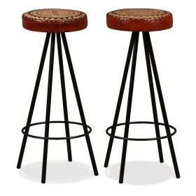 Kitchen bar stools 2 units genuine leather by vidaXL, Kitchen stools - Ref: Foro24-245447, Price: 142,97 €, Discount: %