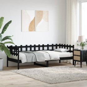 Sofá cama madera maciza de pino negro 90x200 cm de vidaXL, Camas y somieres - Ref: Foro24-840381, Precio: 111,99 €, Descuento: %