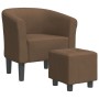 Sillón con taburete tela marrón de vidaXL, Sillones - Ref: Foro24-356435, Precio: 181,85 €, Descuento: %