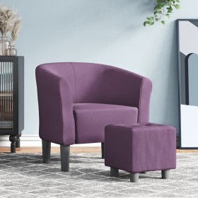 Sillón con taburete tela morado de vidaXL, Sillones - Ref: Foro24-356440, Precio: 153,99 €, Descuento: %