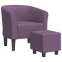 Sillón con taburete tela morado de vidaXL, Sillones - Ref: Foro24-356440, Precio: 181,52 €, Descuento: %