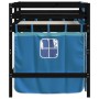 Cama alta para niños con cortinas madera pino azul 90x190 cm de , Camas y somieres - Ref: Foro24-3206980, Precio: 196,43 €, D...