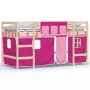 High bed for children with pink pine wood curtains 90x190 cm by , Beds and slatted bases - Ref: Foro24-3206975, Price: 181,42...