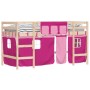 Cama alta para niños con cortinas madera pino rosa 90x190 cm de , Camas y somieres - Ref: Foro24-3206975, Precio: 181,42 €, D...