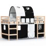 Cama alta niños con túnel madera pino blanco negro 80x200 cm de , Camas y somieres - Ref: Foro24-3206982, Precio: 178,84 €, D...