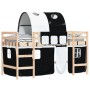 Cama alta niños con túnel madera pino blanco negro 80x200 cm de , Camas y somieres - Ref: Foro24-3206982, Precio: 178,84 €, D...