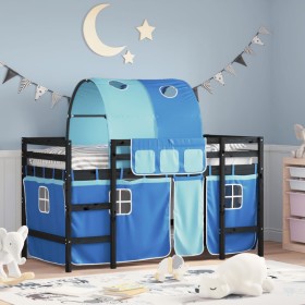 Cama alta para niños con túnel madera pino azul 80x200 cm de , Camas y somieres - Ref: Foro24-3206989, Precio: 200,79 €, Desc...