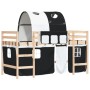 Cama alta niños con túnel madera pino blanco negro 80x200 cm de , Camas y somieres - Ref: Foro24-3206982, Precio: 178,84 €, D...