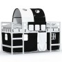 Cama alta niños con túnel madera pino blanco negro 90x200 cm de , Camas y somieres - Ref: Foro24-3206994, Precio: 191,68 €, D...