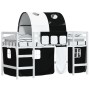 Cama alta niños con túnel madera pino blanco negro 90x200 cm de , Camas y somieres - Ref: Foro24-3206994, Precio: 191,68 €, D...