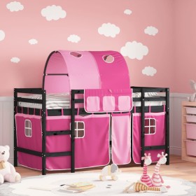 High bed for children with pink pine wood tunnel 90x190 cm by , Beds and slatted bases - Ref: Foro24-3207008, Price: 214,02 €...