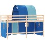 Cama alta para niños con túnel madera pino azul 90x190 cm de , Camas y somieres - Ref: Foro24-3207001, Precio: 195,06 €, Desc...