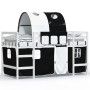 Cama alta niños con túnel madera pino blanco negro 90x190 cm de , Camas y somieres - Ref: Foro24-3207003, Precio: 199,87 €, D...