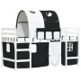 Cama alta niños con túnel madera pino blanco negro 90x190 cm de , Camas y somieres - Ref: Foro24-3207003, Precio: 199,87 €, D...