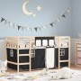 Cama alta niños con cortinas madera pino blanco negro 90x190 cm de , Camas y somieres - Ref: Foro24-3206973, Precio: 181,67 €...